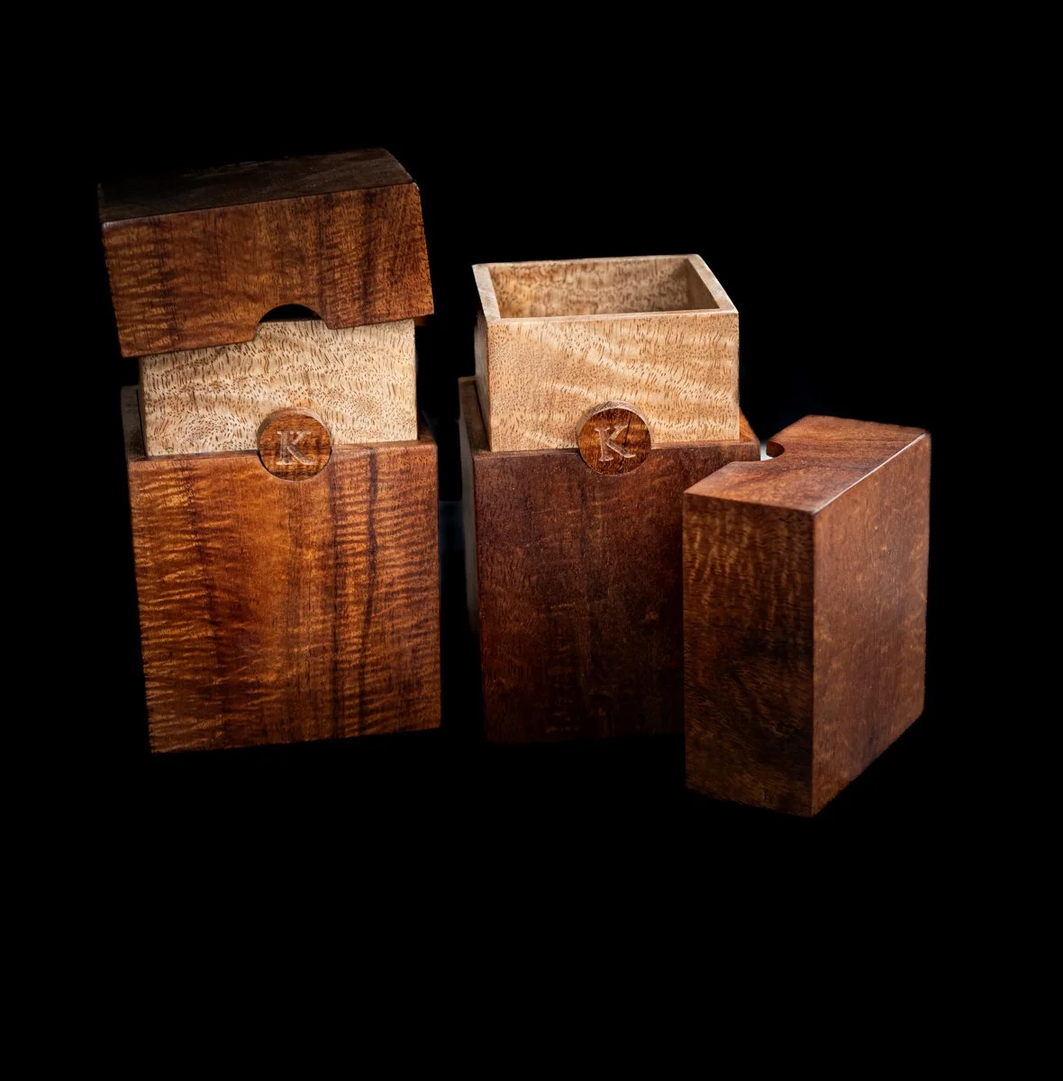 Koa and Mango Boxes with sliding lids — RK Woods Crafted in Hawaii